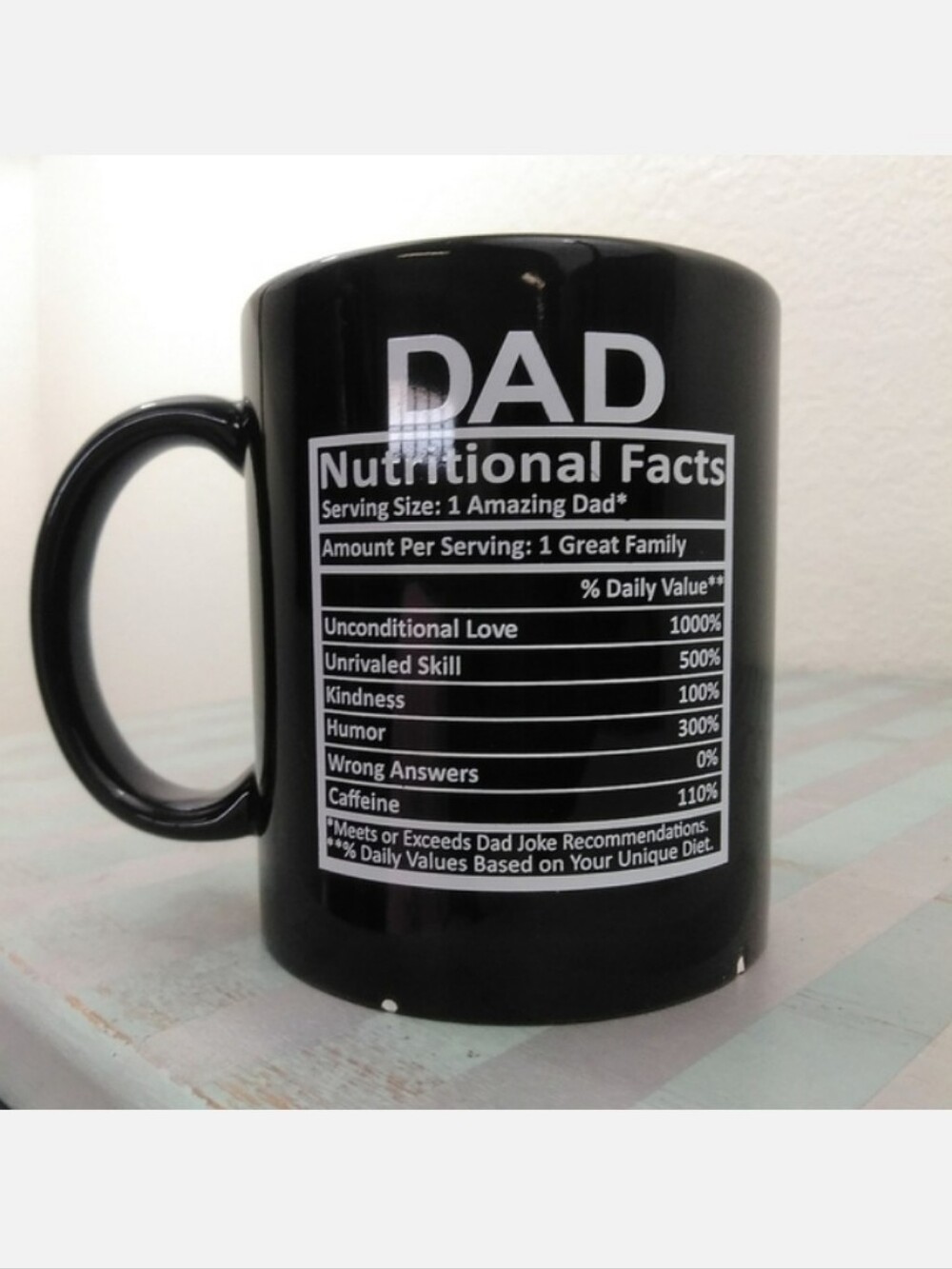 3/$15 Dad Black Nutritional Facts Funny Gift Tea Glass Coffee Mug Cup
